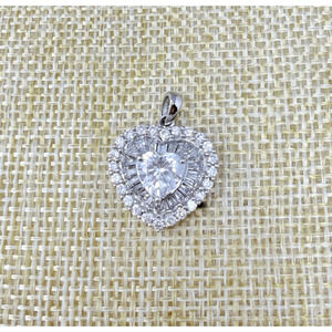 JCM Jacmel Mauritius Rhinestone Heart Pendant Sterling Silver
